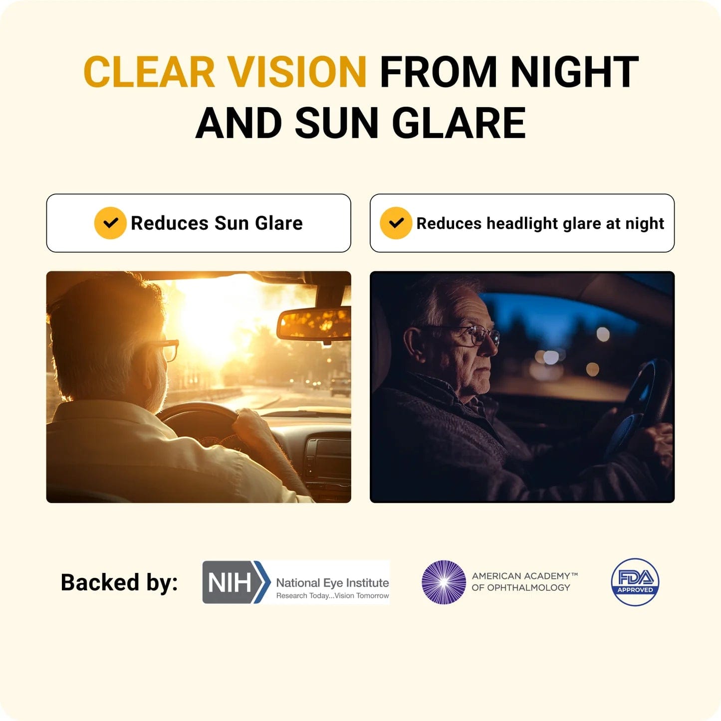 NoGlareNight™ Driving Glasses with GlareCut Technology