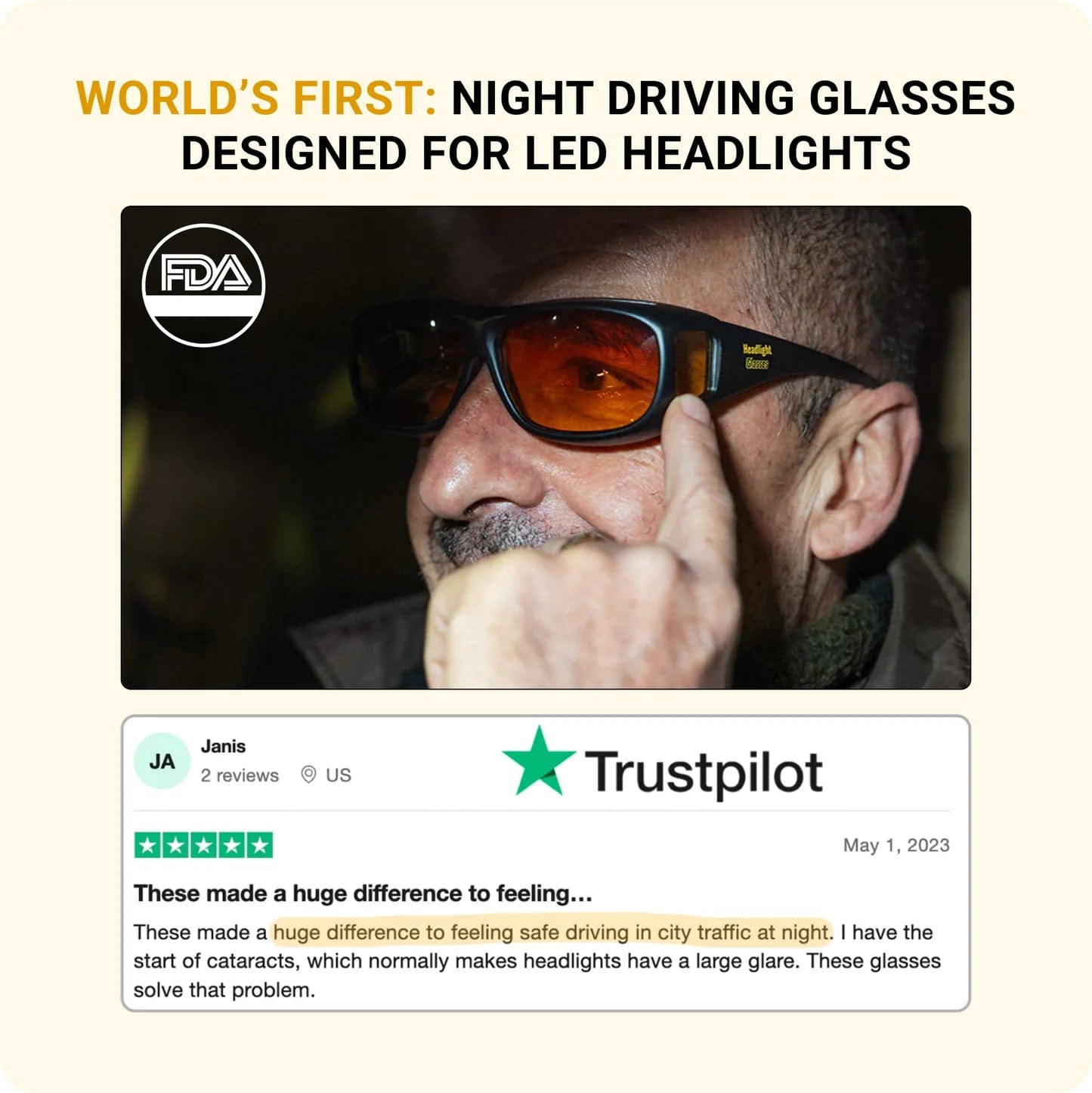 NoGlareNight™ Driving Glasses with GlareCut Technology